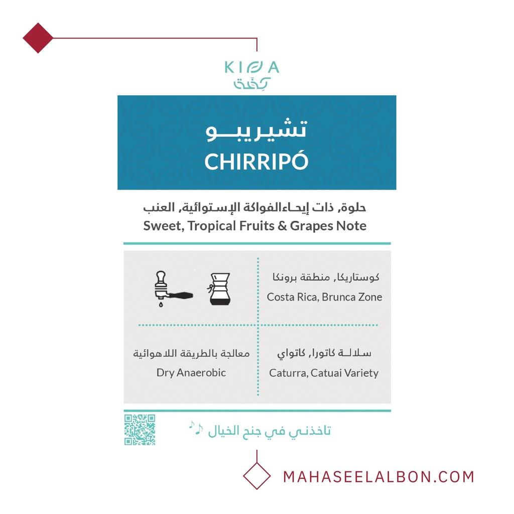 كوستاريكا - تشيريبو - ٢٥٠  جرام - محمصة كفة